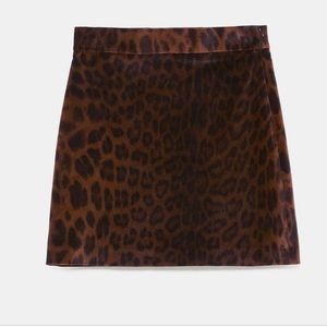 Zara Velvet Animal Print Mini Skirt